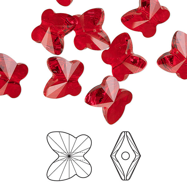 Bead 12pk light Siam, Crystal Passions® 10x9mm butterfly 5754 image number 0