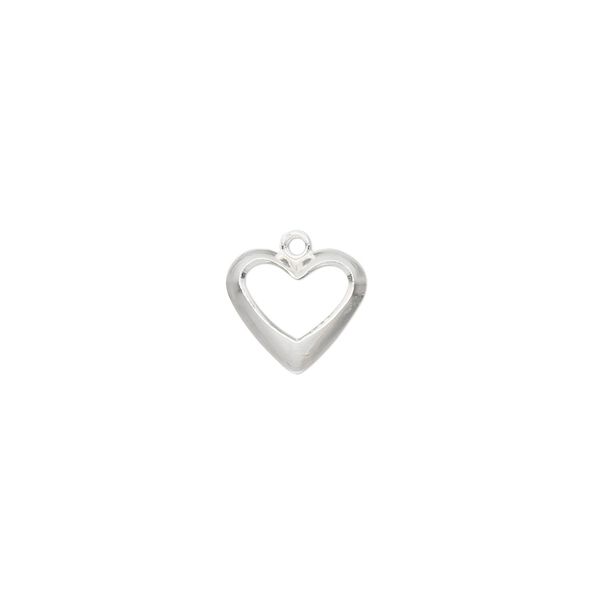 Charm, sterling silver, 10x9mm open heart. Sold individually. image number 0