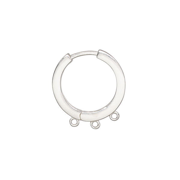 Earring, sterling silver, 18mm round hoop with square tube and 3 closed loops and hinged closure. Sold per pair. image number 0