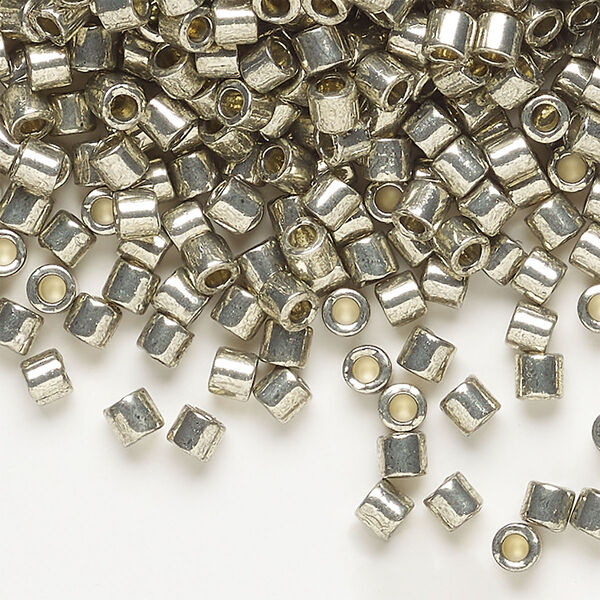 Seed bead, Delica®, glass, pkg/250g, #8 round, Duracoat® opaque galvanized outside dyed light pewter (DBL-1851). image number 0