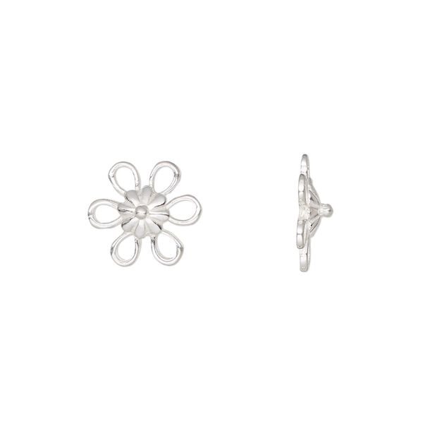 Link, JBB Findings, sterling silver, 11mm flower with 6 loops. Sold per pkg of 2. image number 0