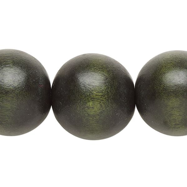 Bead, Taiwanese cheesewood (dyed / waxed), dark forest green, 19-20mm round. Sold per 15-1/2" to 16" strand. image number 0