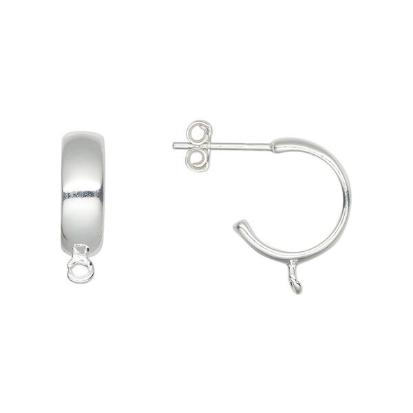 Earring hoop 1pkg2 sterling silver, 14mm 0.75 round / perpendicular open loop, 20 gauge 1 pair image number 0
