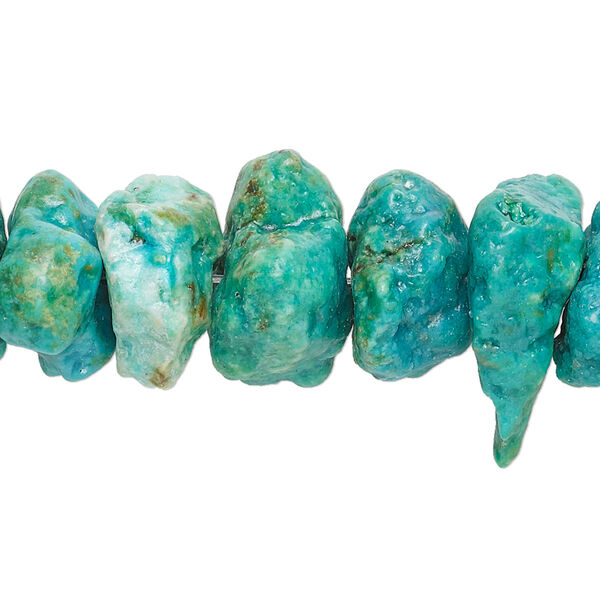 Bead, turquoise (dyed / waxed), blue, extra-large rough chip, Mohs hardness 5 to 6. Sold per 15-1/2" to 16" strand. image number 0