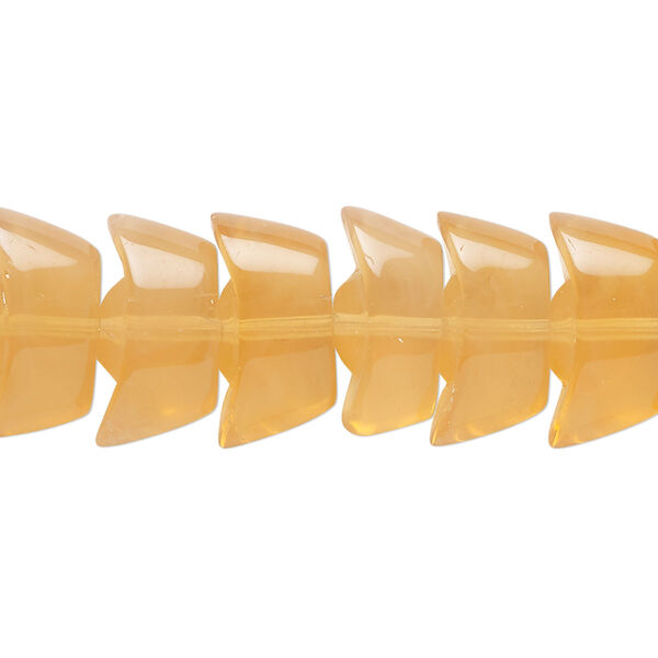 Bead, glass, transparent peach, 16x8mm ingot. Sold per 9-inch strand. image number 0
