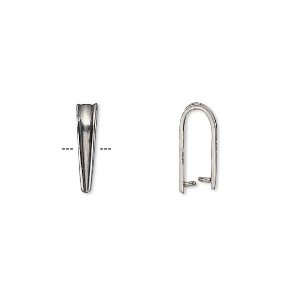 Bail, ice-pick, antique silver-plated brass, 13.5x3mm triangle, 10mm grip length. Sold per pkg of 2. image number 0