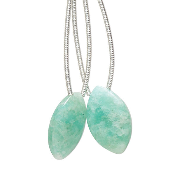 Amazonite 1pkg2, hand-cut top-drilled puffed marquise bead natural 18x11mm image number 0