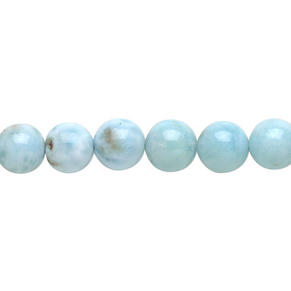 Larimar 1pkg1, round bead natural B- grade, 4 inch 8-9mm image number 0