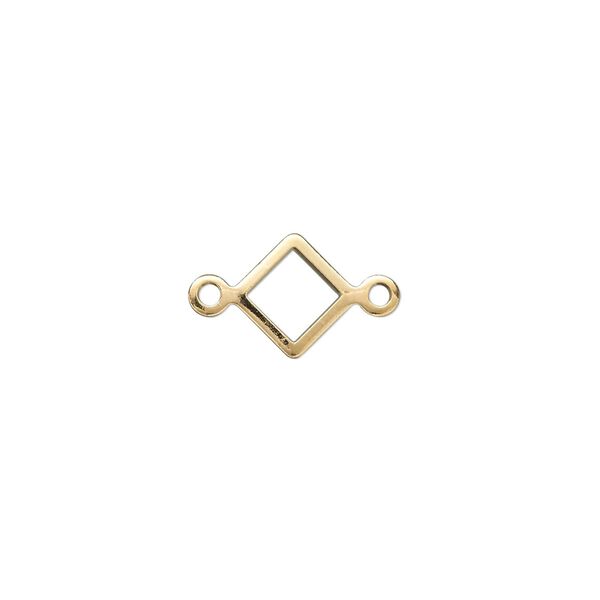 Link, gold-plated brass, 9mm open diamond. Sold per pkg of 100. image number 0