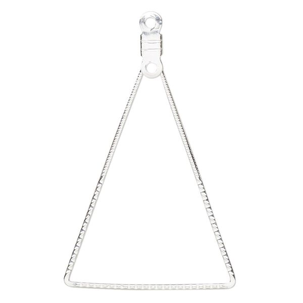 Beading hoop, silver-plated steel, 39.5x39.5x25mm single-sided open triangle with notched design and closed loop. Sold per pkg of 10. image number 0