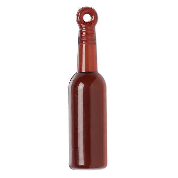 Focal, acrylic, transparent brown, 37x9.5mm 3D bottle. Sold per pkg of 2. image number 0