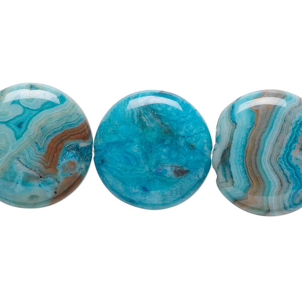 Crazy lace agate 1pkg1, puffed flat round bead B grade, light to dark 15.5-16 inch 18mm image number 0