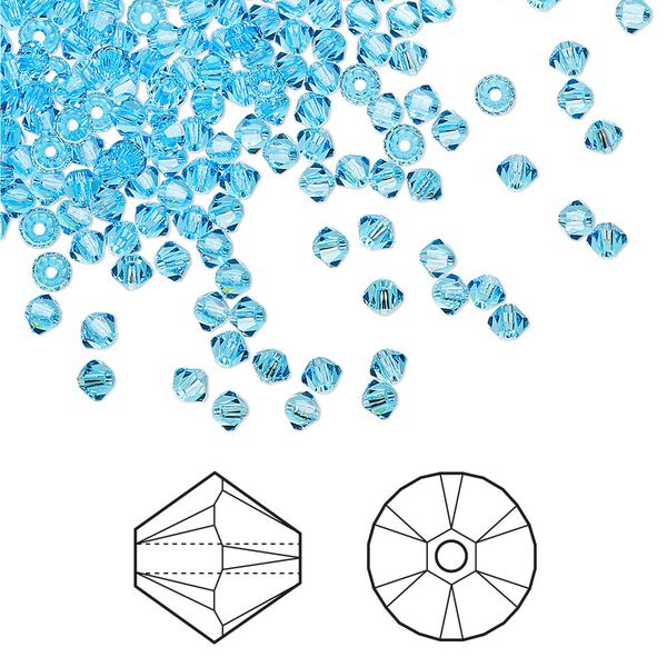 Bead 1440pk aquamarine, Swarovski® 2.5mm XILION bicone 5328 image number 0