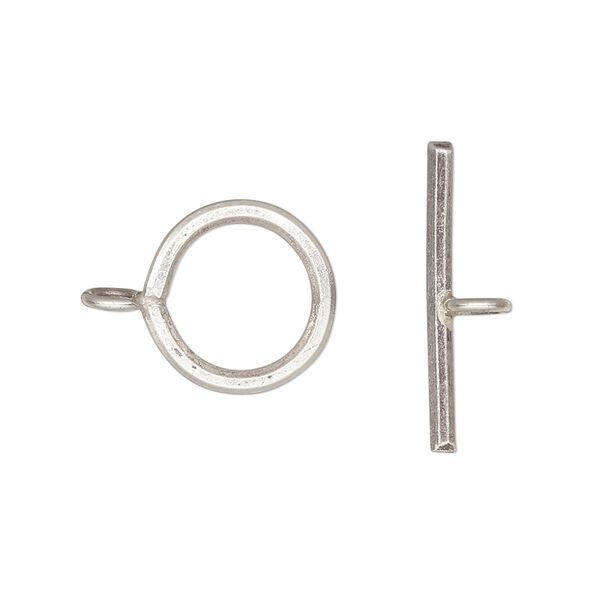 Clasp, toggle, Hill Tribes, sterling silver, 14mm smooth round. Sold individually. image number 0