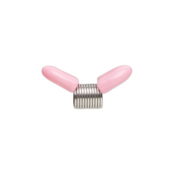 Beading supply, Beadalon® Bead Stopper™, stainless steel and rubber, pink, 8mm. Sold per pkg of 4. image number 0