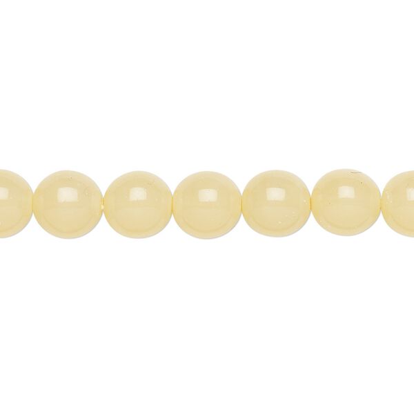 Bead, Czech dipped décor glass druk, cream, 8mm round. Sold per 15-1/2" to 16" strand. image number 0