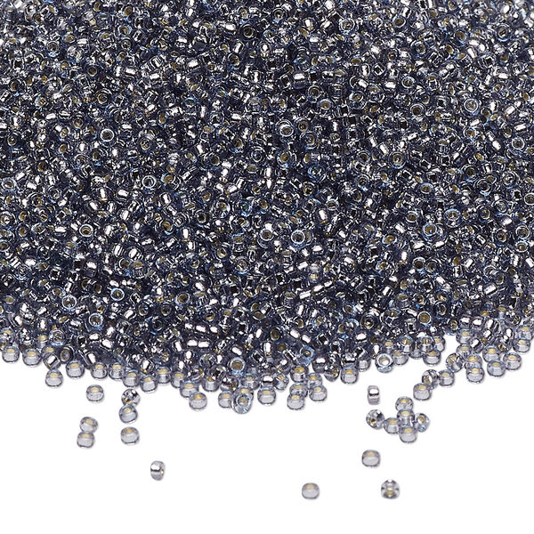 Seed bead, Miyuki, glass, pkg/35g, #15 rocaille, Duracoat® transparent silver-lined prussian blue, (RR-4276). image number 0