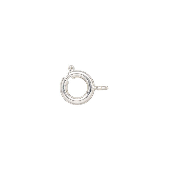 Clasp, springring, brass, pkg/4, silver plate, 9mm. image number 0