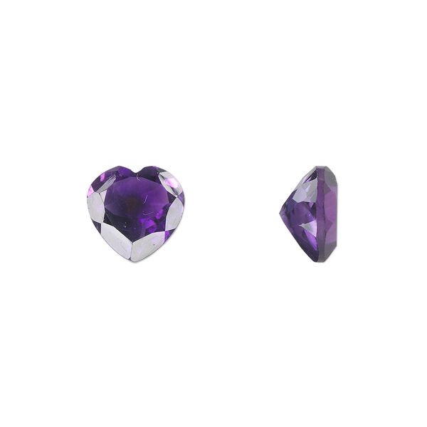 Amethyst 1pkg1, hand-cut faceted heart gem natural A grade, 10mm image number 0