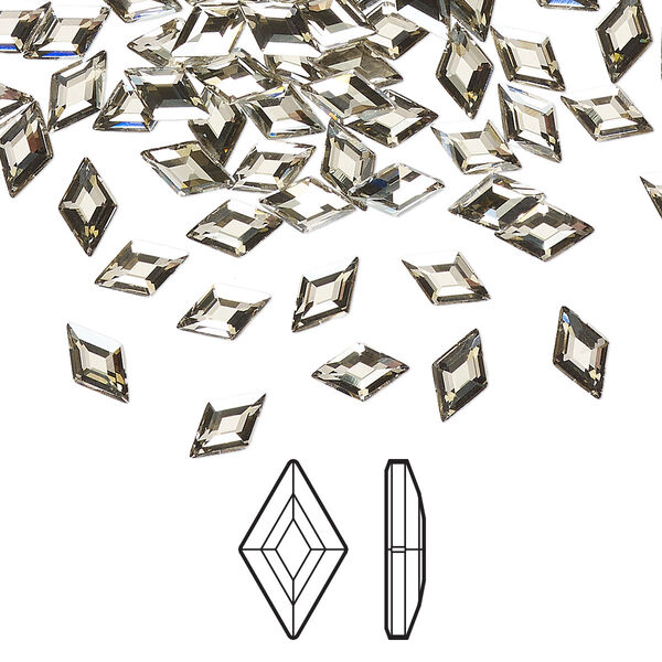 Flat back 24pk crystal silver shade foil back, Crystal Passions® 6.6x3.9mm diamond 2773 image number 0
