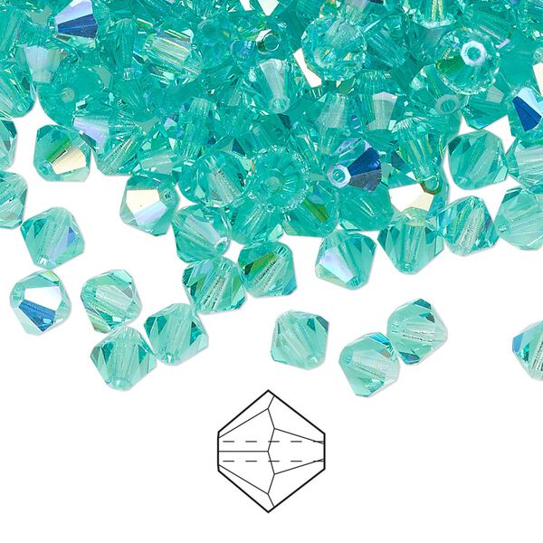 Bead 144pk Caribbean Sea AB, Preciosa Czech crystal 5mm bicone image number 0