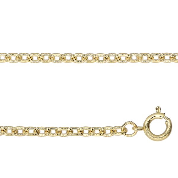 Chain, gold-finished steel, 3mm textured cable, 25 inches with springring clasp. Sold individually. image number 0