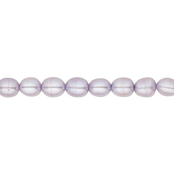 Pearl, cultured freshwater (dyed), lavender, 4-5mm rice, C grade, Mohs hardness 2-1/2 to 4. Sold per 16-inch strand. image number 0