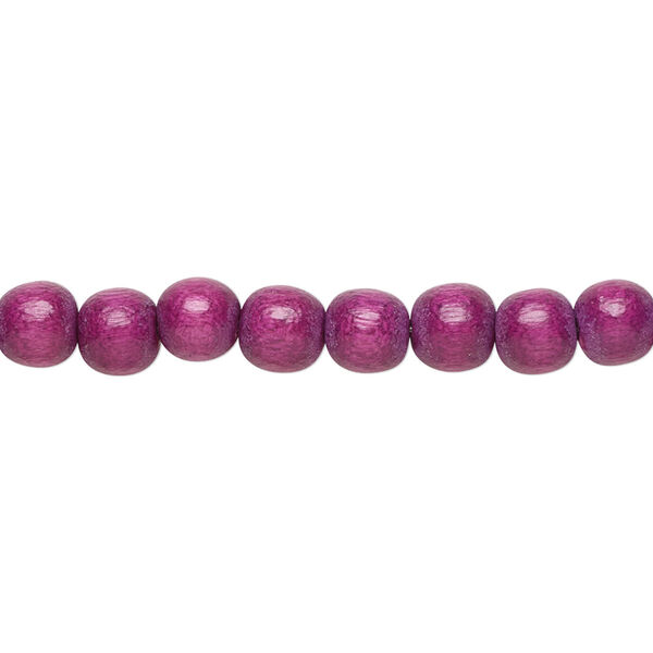 Bead, Taiwanese cheesewood (dyed / waxed), dark purple, 5-6mm round. Sold per pkg of (2) 15-1/2" to 16" strands. image number 0