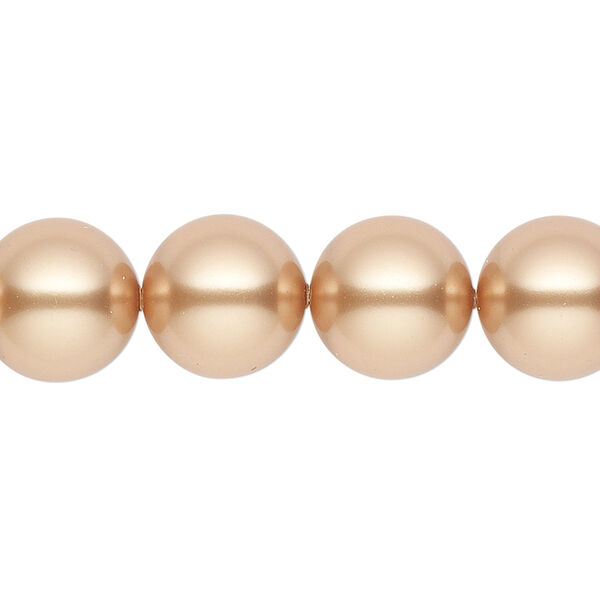 Pearl 10pk bright gold, Crystal Passions® 12mm round 5810 image number 0