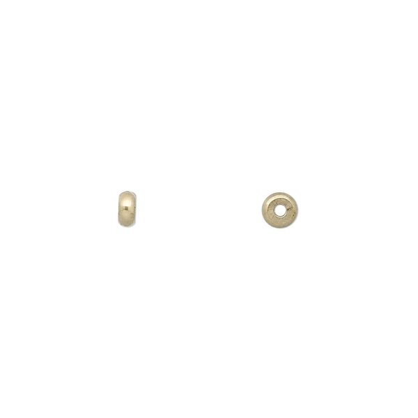 Bead, brass, 4x2mm heishi. Sold per pkg of 100. image number 0