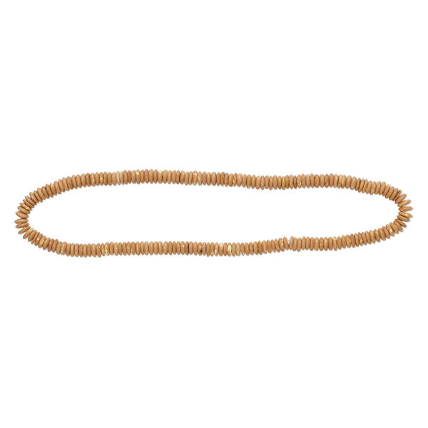 Bead, bone, hand-painted brown and white, 5x2mm hand-cut rondelle, Mohs hardness 2-1/2. Sold per 15-1/2 to 16-inch strand. image number 0