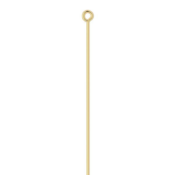 Eye pin, gold-plated brass, 3-1/2 inches, 21 gauge. Sold per pkg of 100. image number 0
