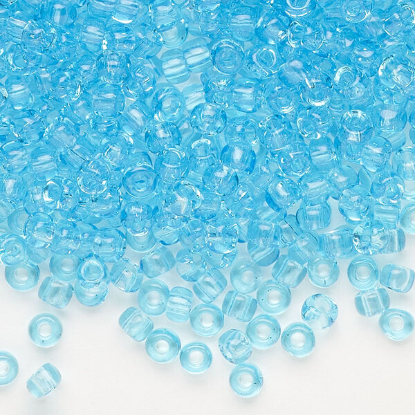 Seed bead, Dyna-Mites™, glass, transparent aqua, #6 round. Sold per 1/2 kilogram pkg. image number 0