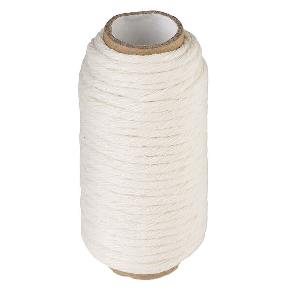 Cord, cotton, white, 3mm round. Sold per 10-yard spool. image number 0