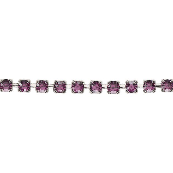 Cupchain, Vintage Crystal™, imitation rhodium-plated brass, amethyst, 3.2mm round. Sold per 1-meter section. image number 0