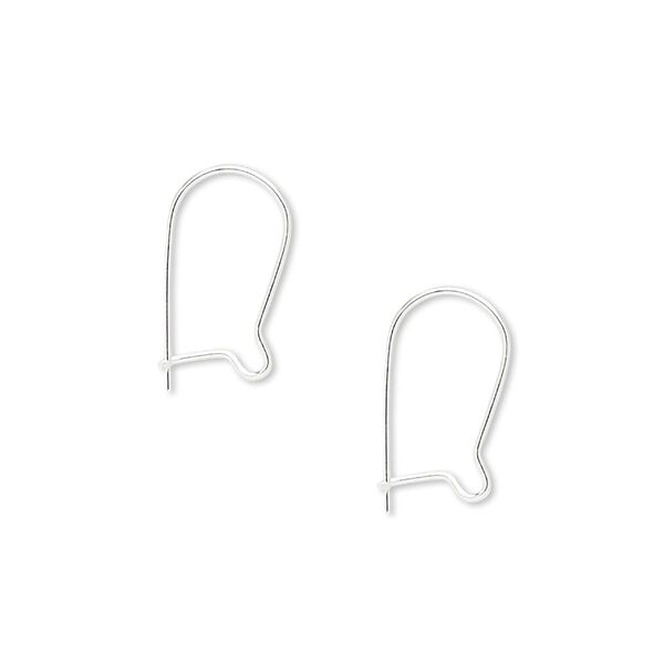 Ear wire kidney 1pkg10 sterling silver, 14mm straight / open loop, 24 gauge 5 pair image number 0