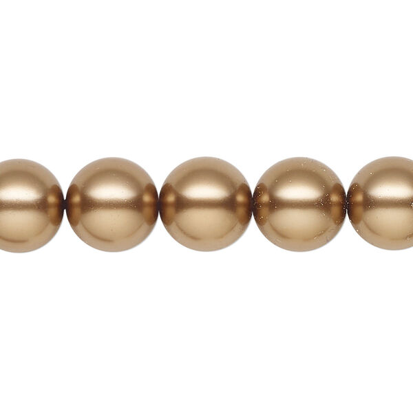 Pearl 50pk bronze, Preciosa Czech crystal 10mm round image number 0