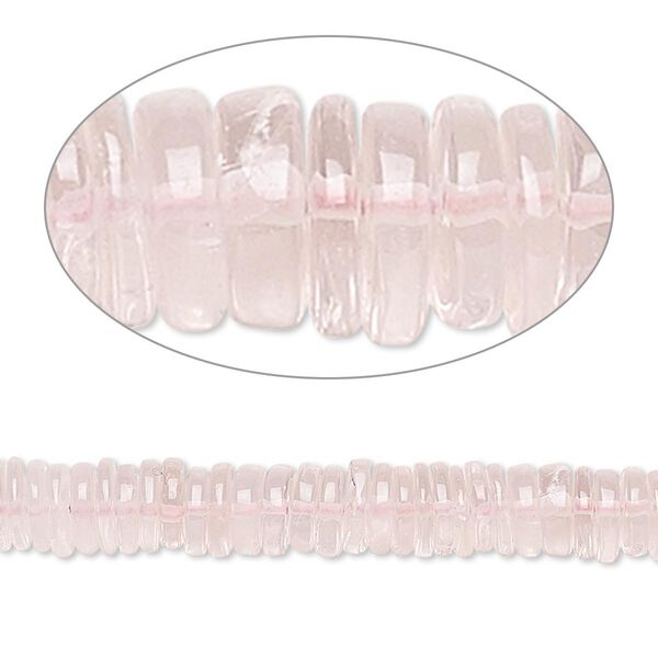 Rose quartz 1pkg1, hand-cut rondelle bead natural 8 inch 4x1mm-6x2mm image number 0