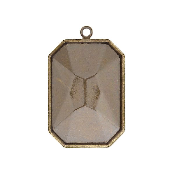 Drop, Almost Instant Jewelry®, antique gold-plated brass, 29x21mm rectangle with 27x18.5mm emerald-cut setting. Sold per pkg of 2. image number 0