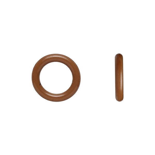 Component, Oh! Ring™, silicone, chocolate brown, 15mm round with 10mm hole. Sold per pkg of 100. image number 0
