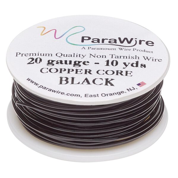 Wire, ParaWire™, black enamel copper, round, 20 gauge. Sold per 10-yard spool. image number 0