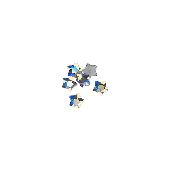 Flat back 6pk crystal AB foil back, Crystal Passions® hotfix rhinestone 4mm star flower 3754 image number 0