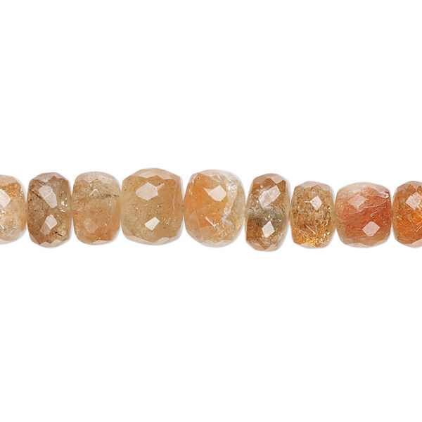 Sunstone 1pkg1, hand-cut faceted rondelle bead natural 17 inch graduated 4x2mm-8x6mm image number 0