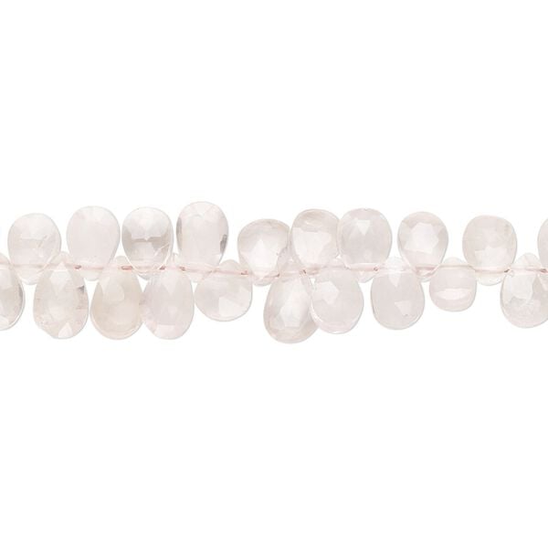 Rose quartz 1pkg1, hand-cut top-drilled faceted puffed teardrop bead natural 7 inch 5x4mm-7x5mm image number 0