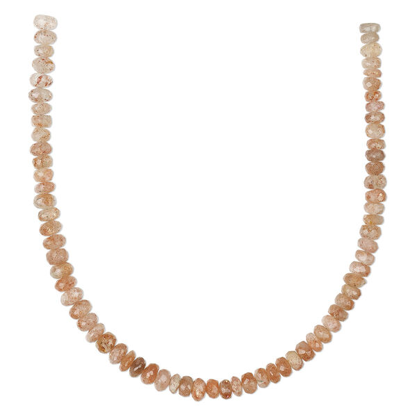 Sunstone 1pkg1, hand-cut faceted rondelle bead natural 8 inch 5x2mm-6x3mm image number 0