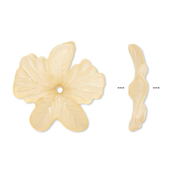 Component, acrylic, frosted orange, 23x5mm flower. Sold per pkg of 100. image number 0