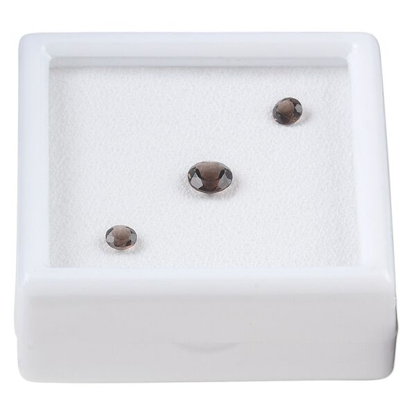 Smoky quartz 1pkg3, hand-cut faceted round gem 4mm / 6mm image number 0