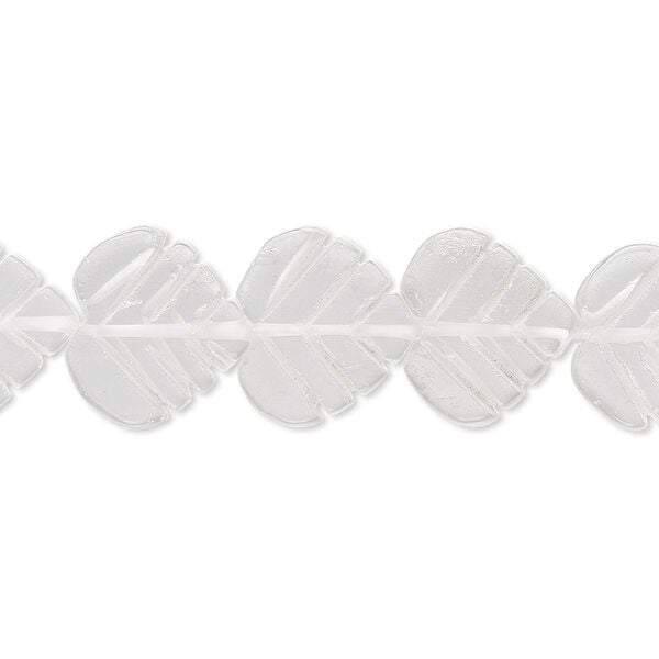 Quartz crystal 1pkg1, frosted hand-cut carved leaf bead natural 15.5-16 inch 11x9mm-14x12mm image number 0