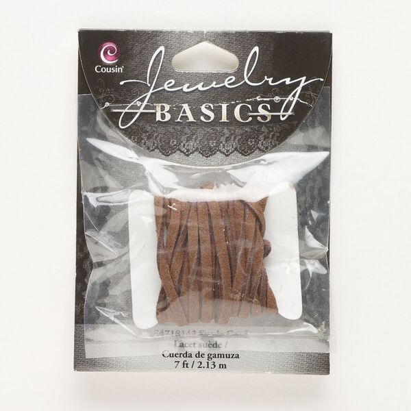 Cord, faux suede, brown, 3mm flat. Sold per pkg of 7 feet. image number 0