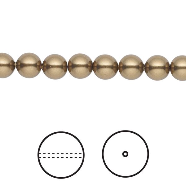 Pearl 500pk antique brass, Swarovski® 6mm round 5810 image number 0
